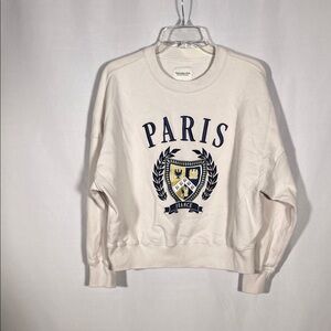 ABERCROMBIE AND FITCH WOMENS SOFT PARIS GRAPHIC CREWNECK SWEATSHIRT WHITE LARGE